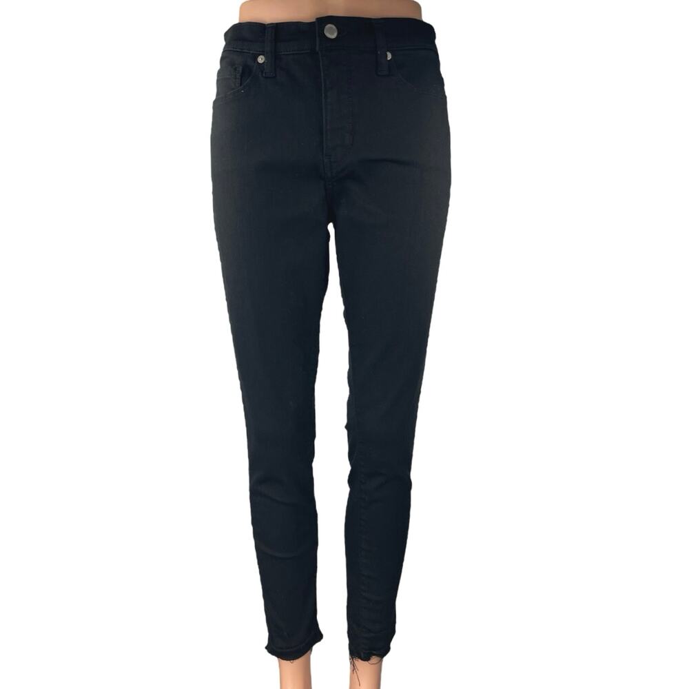 Banana Republic Premium Denim Women's Mid Rise Skinny Black Raw Hem Jeans Sz 29